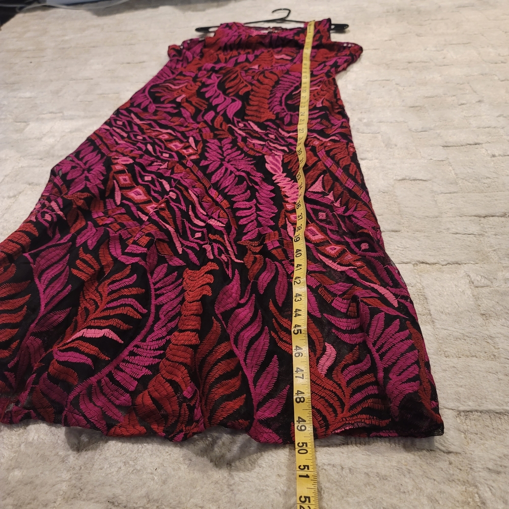 NWT SAM EDELMAN Laurel Leaf Embroidered Midi Dress Dark Pink Size 14 - Picture 14 of 14